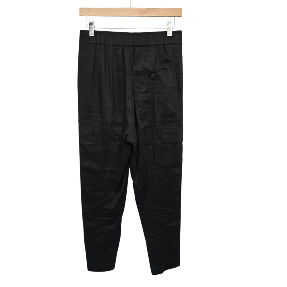 Vince‎ Womens Black Linen Blend High Rise Tapered Cargo Pants Size Small